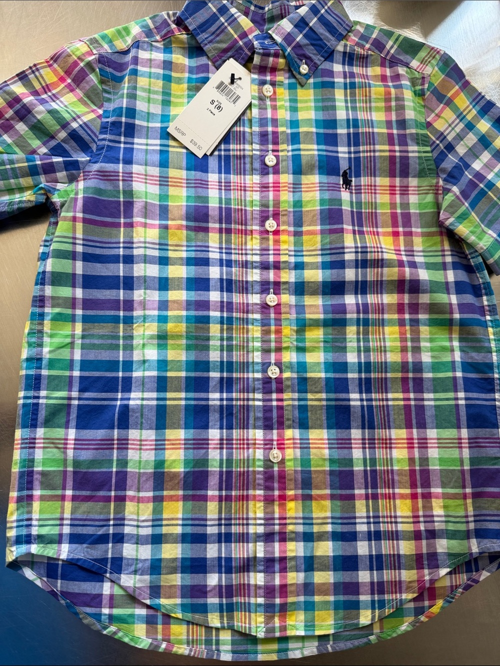 Ralph Lauren Multicolor Plaid Button-Down Shirt - Blue, Green, Purple, Yellow